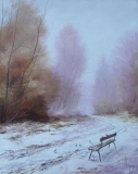Le banc perdu dans la neige - Paysages 2 - petits formats