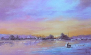Crépuscule sur le port - Marines